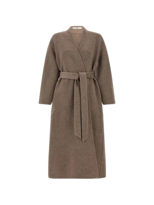 Co Belted Robe-style Coat in Brown
