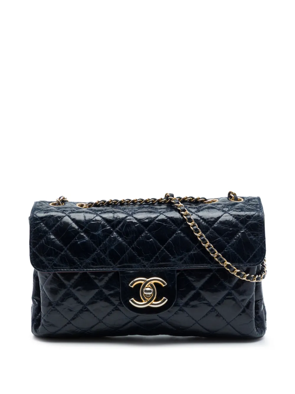 CHANEL Pre-Owned 2010-2011 CC Quilted Crackled Glazed Calfskin Accordion Flap shoulder bag - Blue
