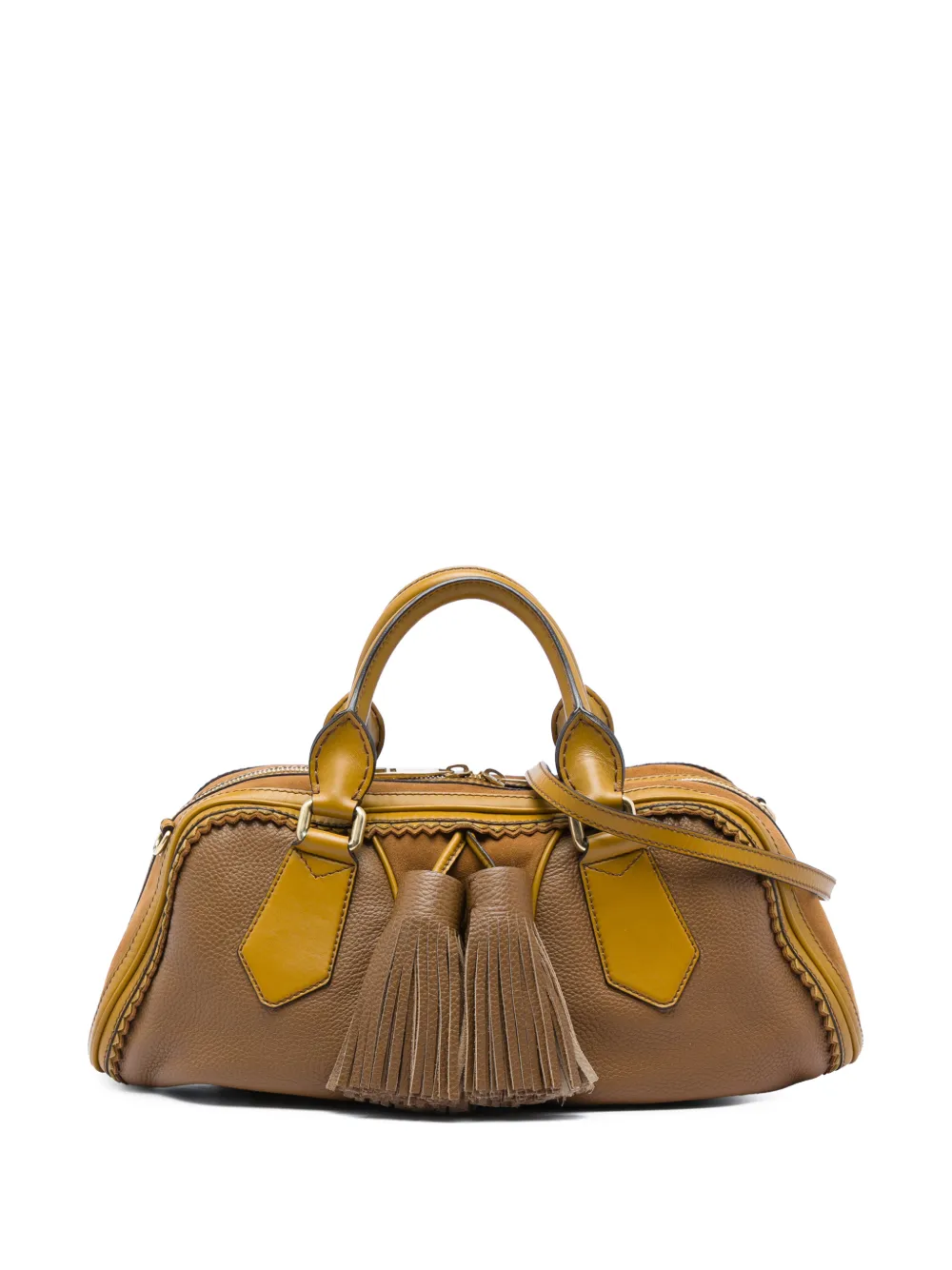 Burberry Pre-Owned Borsa a tracolla Hedwig in pelle di vitello pieno fiore e pelle scamosciata con nappa della linea Prorsum 1997-2017 - Giallo