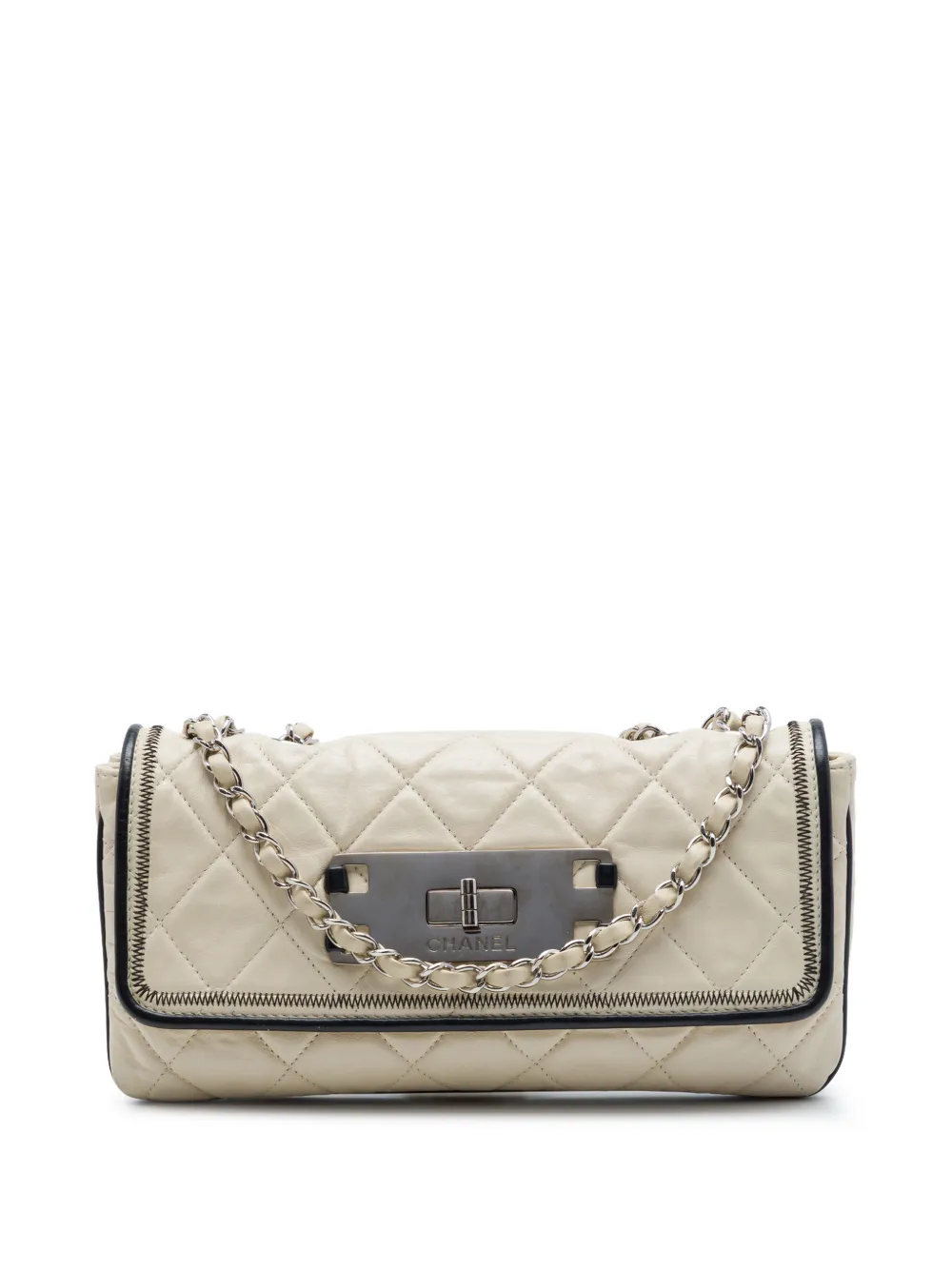CHANEL Pre-Owned 2008-2009 Quilted Aged Lambskin Reissue 2.55 East West Flap shoulder bag - White