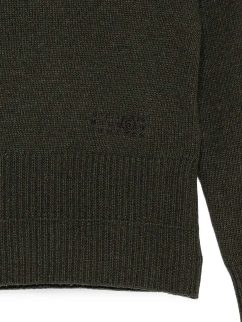 MM6 Maison Margiela Numeric Signature ribbed-trim sweater Groen