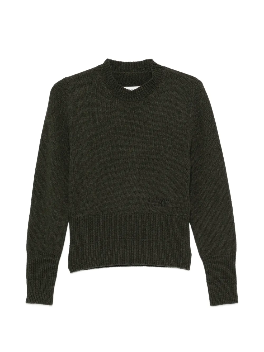 MM6 Maison Margiela Numeric Signature ribbed-trim sweater Groen