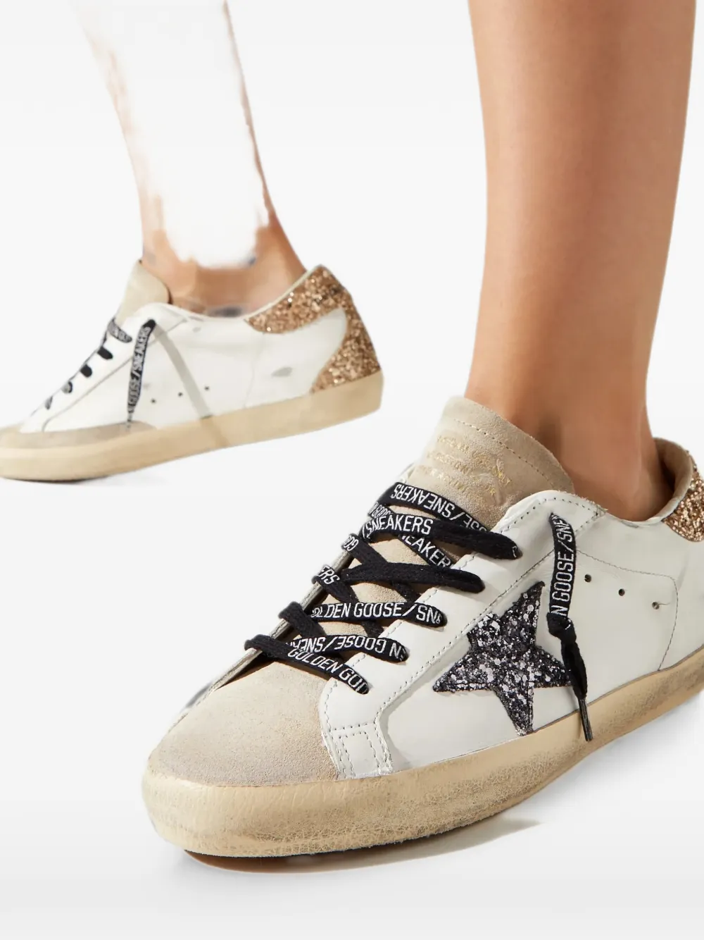 Golden Goose Superstar glitter-star sneakers Wit