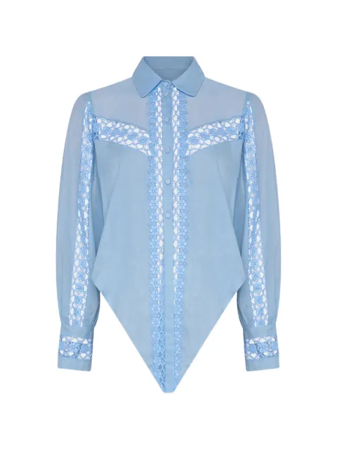 Charo Ruiz Ibiza Devi bluse med blondepanel