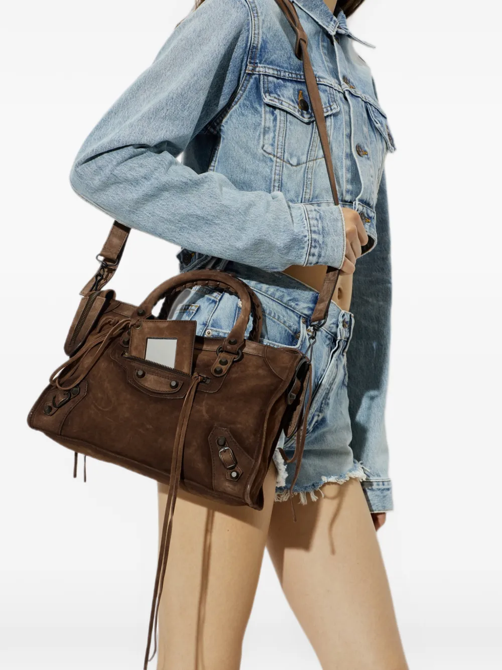 Balenciaga Kleine Le City leren shopper Bruin