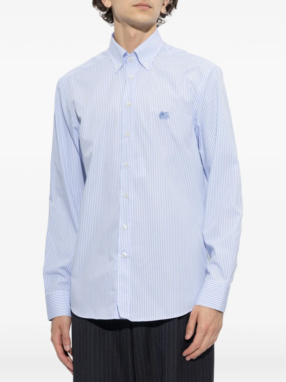 ETRO Gestreept overhemd met geborduurd logo Wit