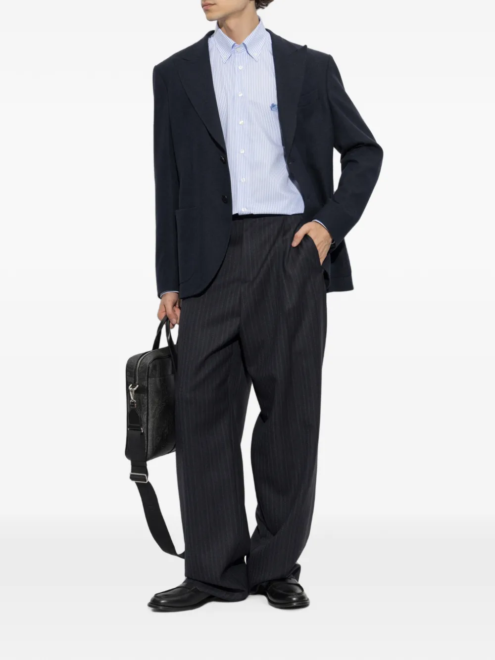 ETRO Gestreept overhemd met geborduurd logo Wit
