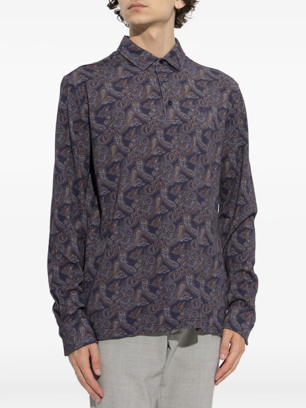 ETRO paisley-print long-sleeve shirt Blauw