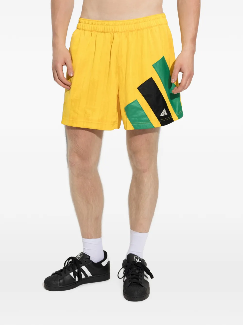 adidas x Disney x Brain Dead patterned-jacquard track shorts Geel