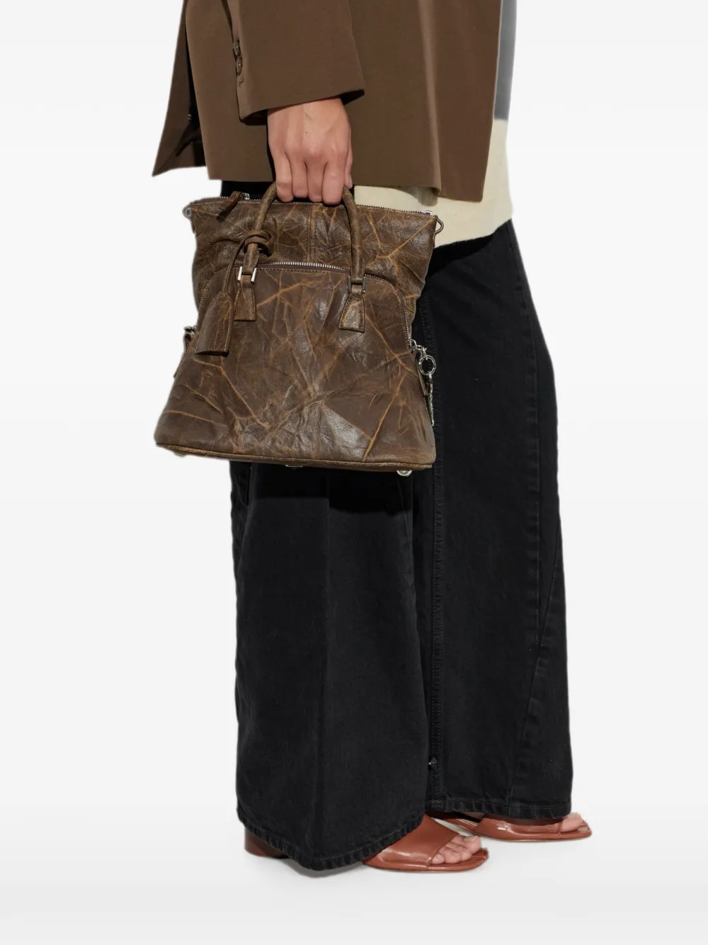 Maison Margiela 5AC leren mini-shopper Bruin