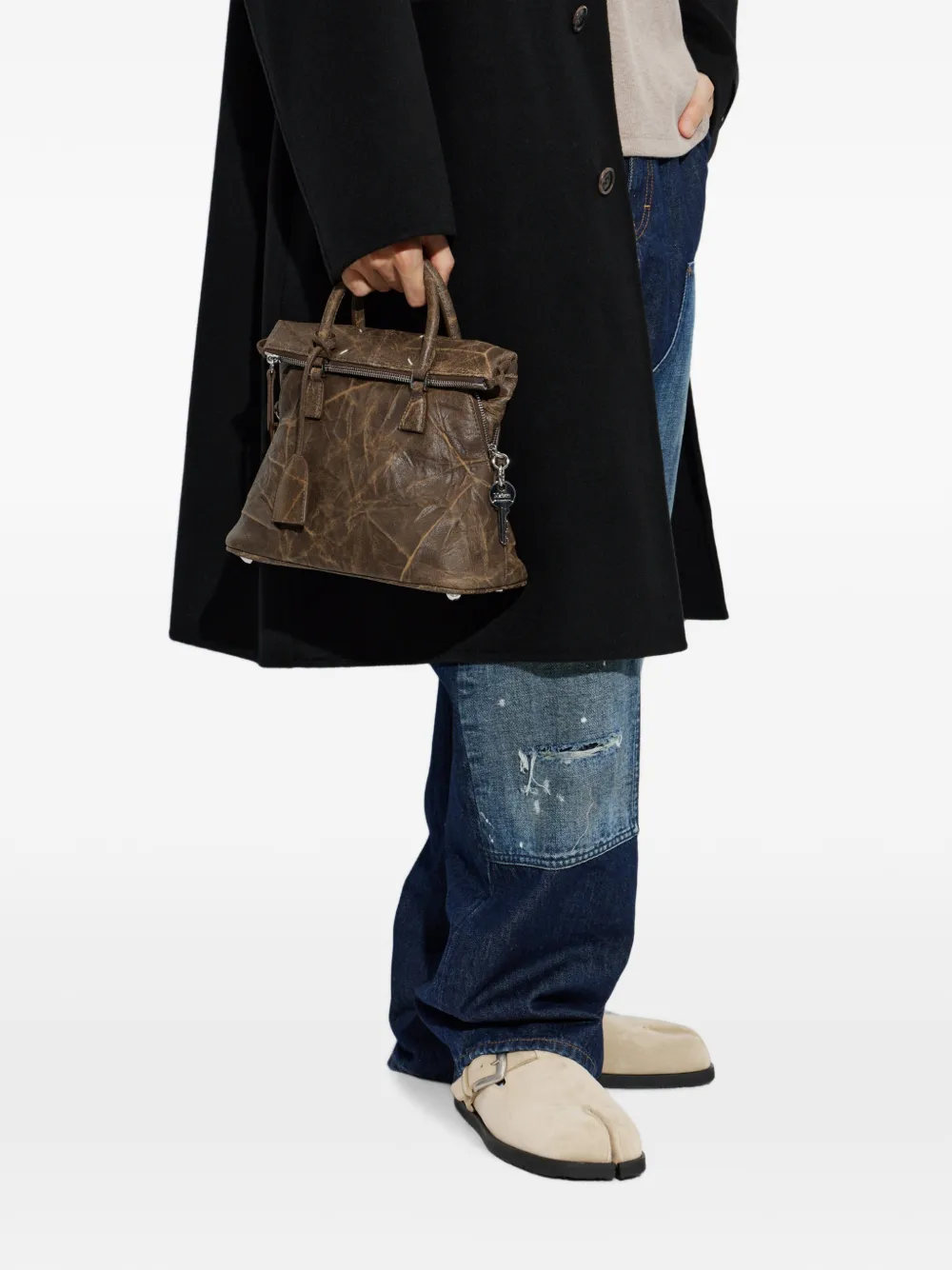 Maison Margiela Mini 5ac Leather Tote Bag In Brown