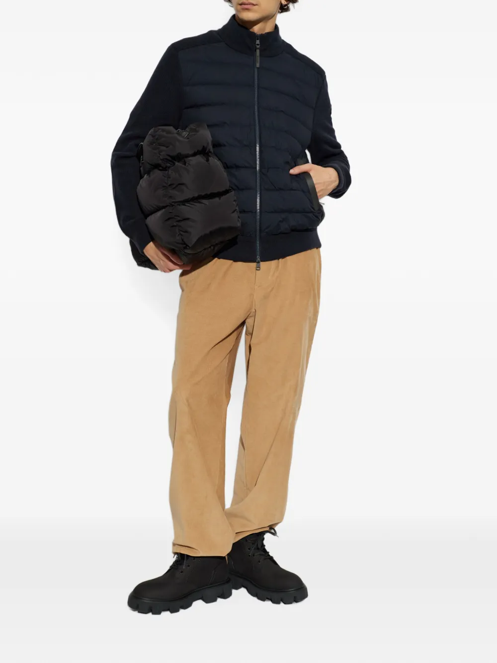 Moncler quilted panelled sweater Blauw