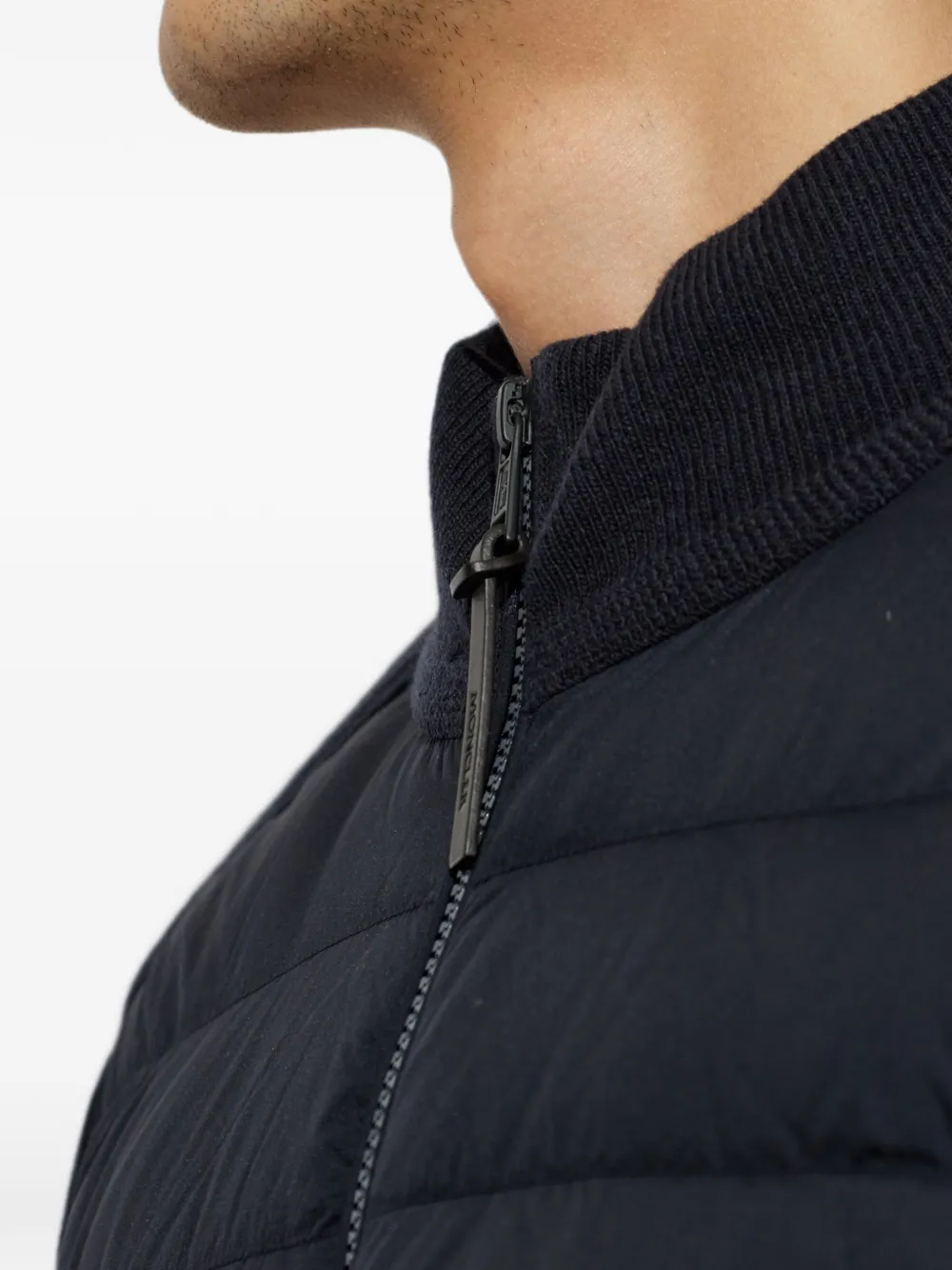 Moncler quilted panelled sweater Blauw