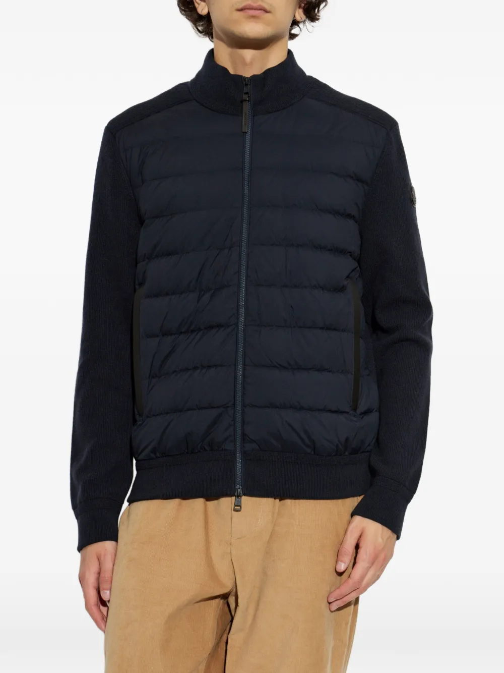 Moncler quilted panelled sweater Blauw