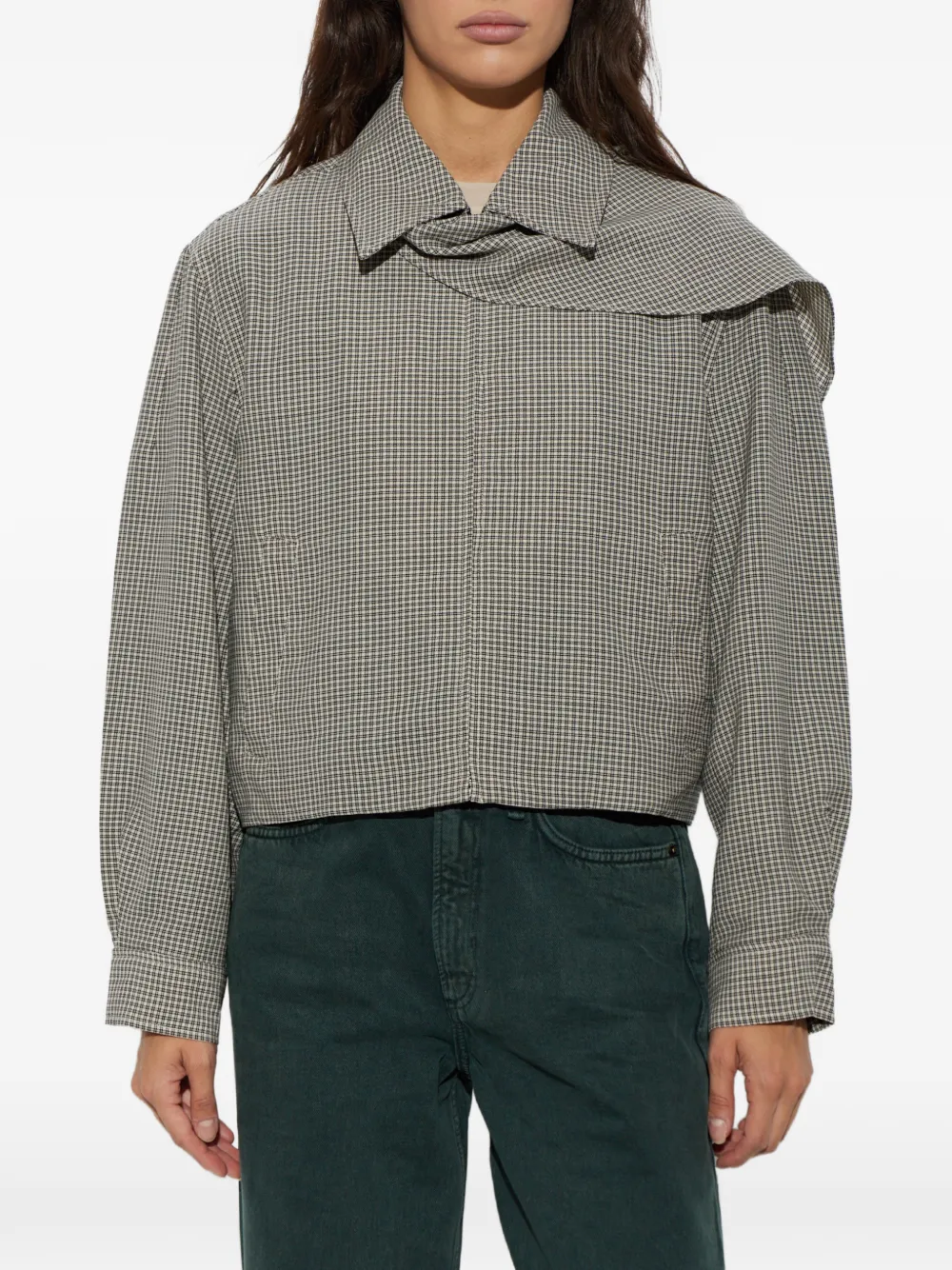 rag & bone Geruit wollen jack met sjaaldetail Grijs