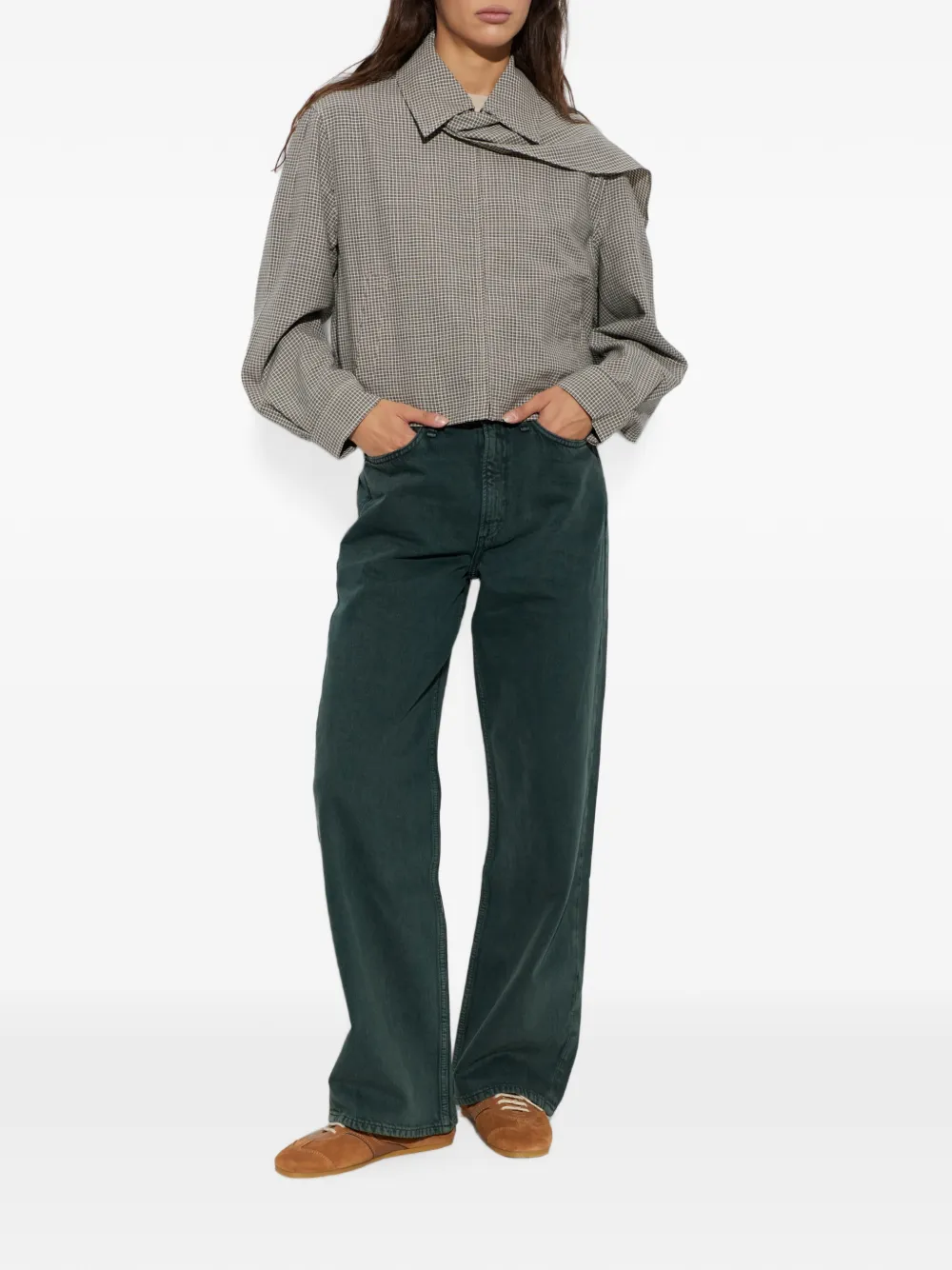 rag & bone Geruit wollen jack met sjaaldetail Grijs