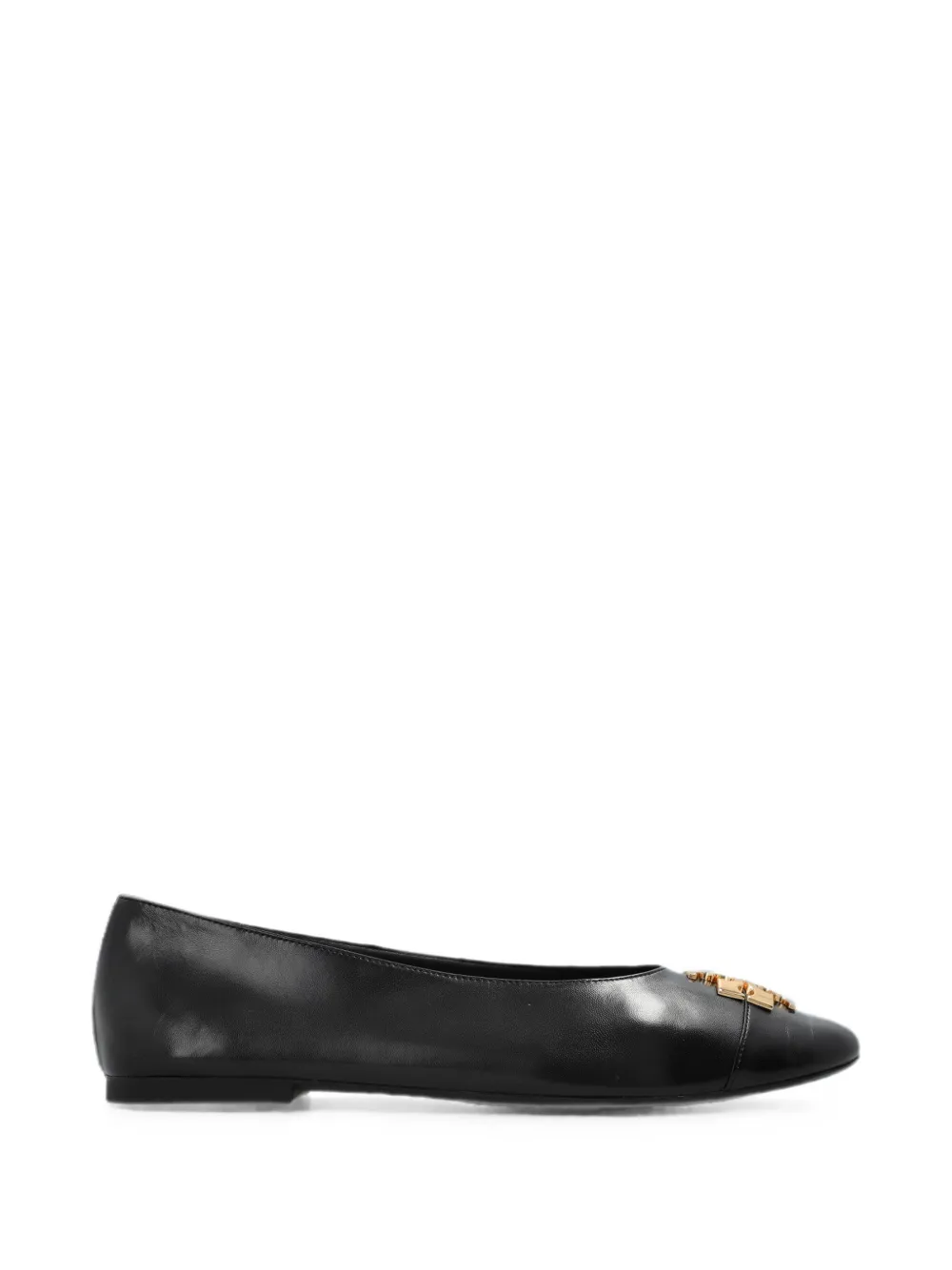Tory Burch Charlie logo-plaque ballet flats Zwart