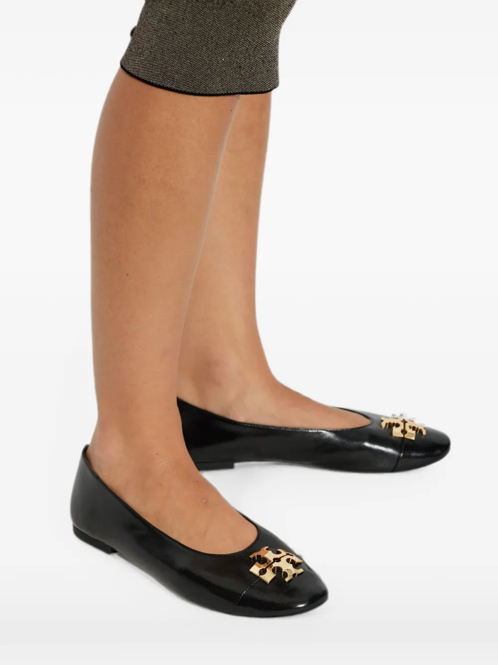 Tory Burch Charlie logo-plaque ballet flats Zwart