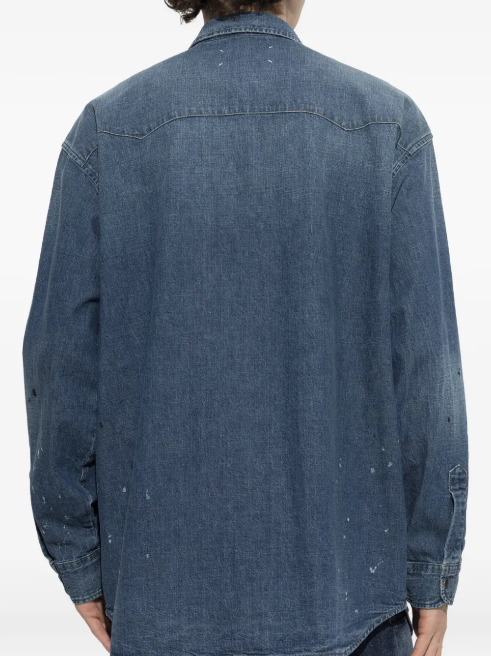 Maison Margiela Denim overhemd met Western-yoke en verfspatten Blauw