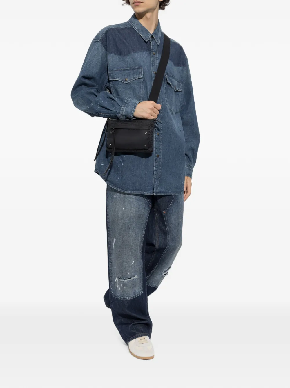 Maison Margiela Denim overhemd met Western-yoke en verfspatten Blauw