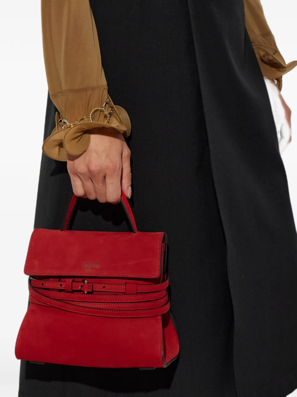 Moschino Tie Me suède shopper Rood