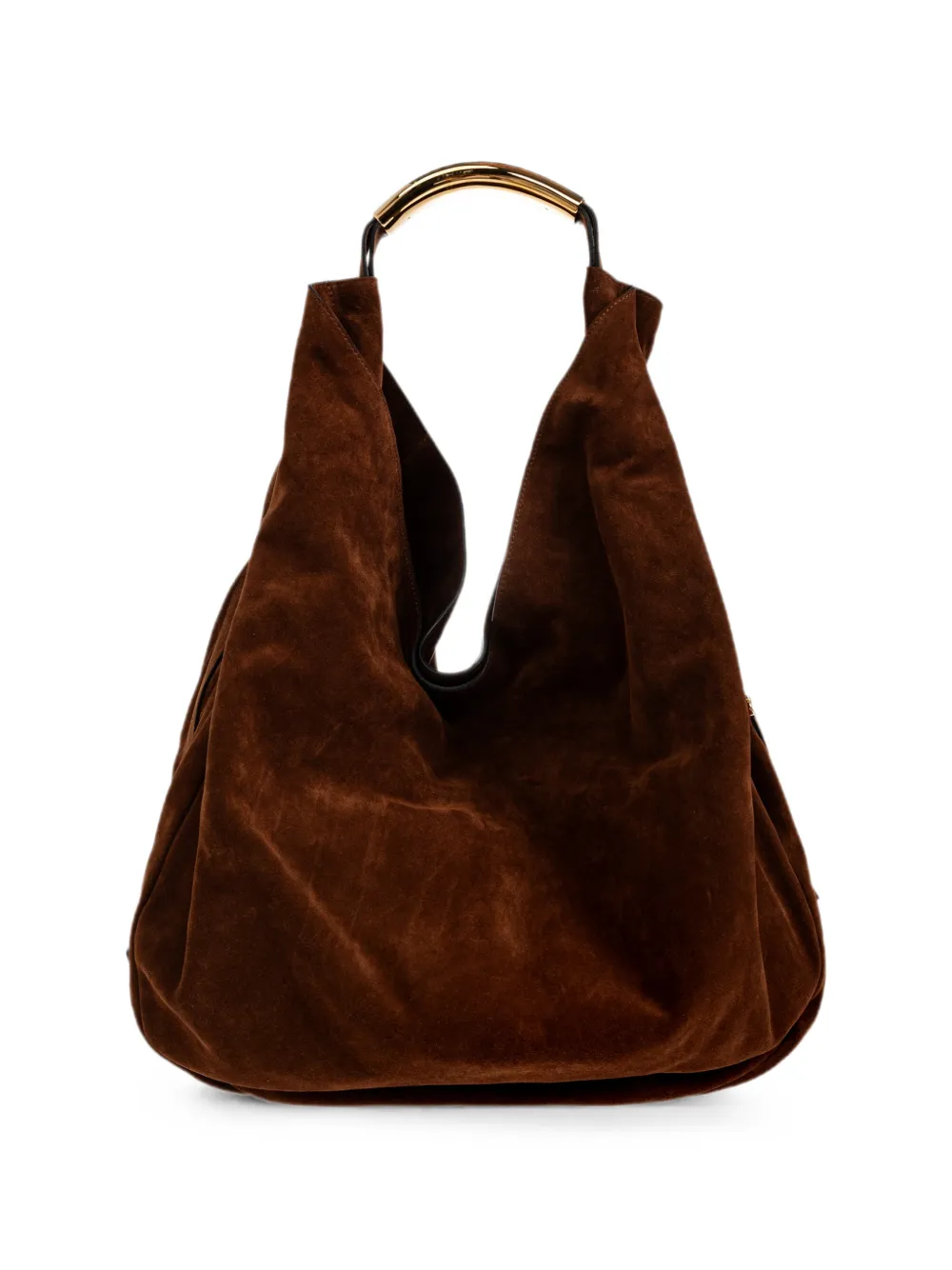 Moschino Handle Me grote suède schoudertas Bruin