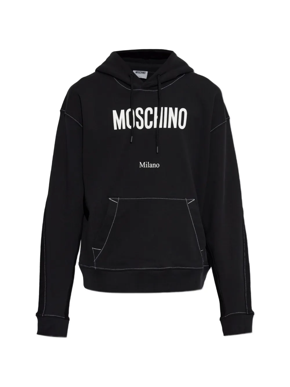 Moschino logo-print contrast-stitch hoodie - Nero
