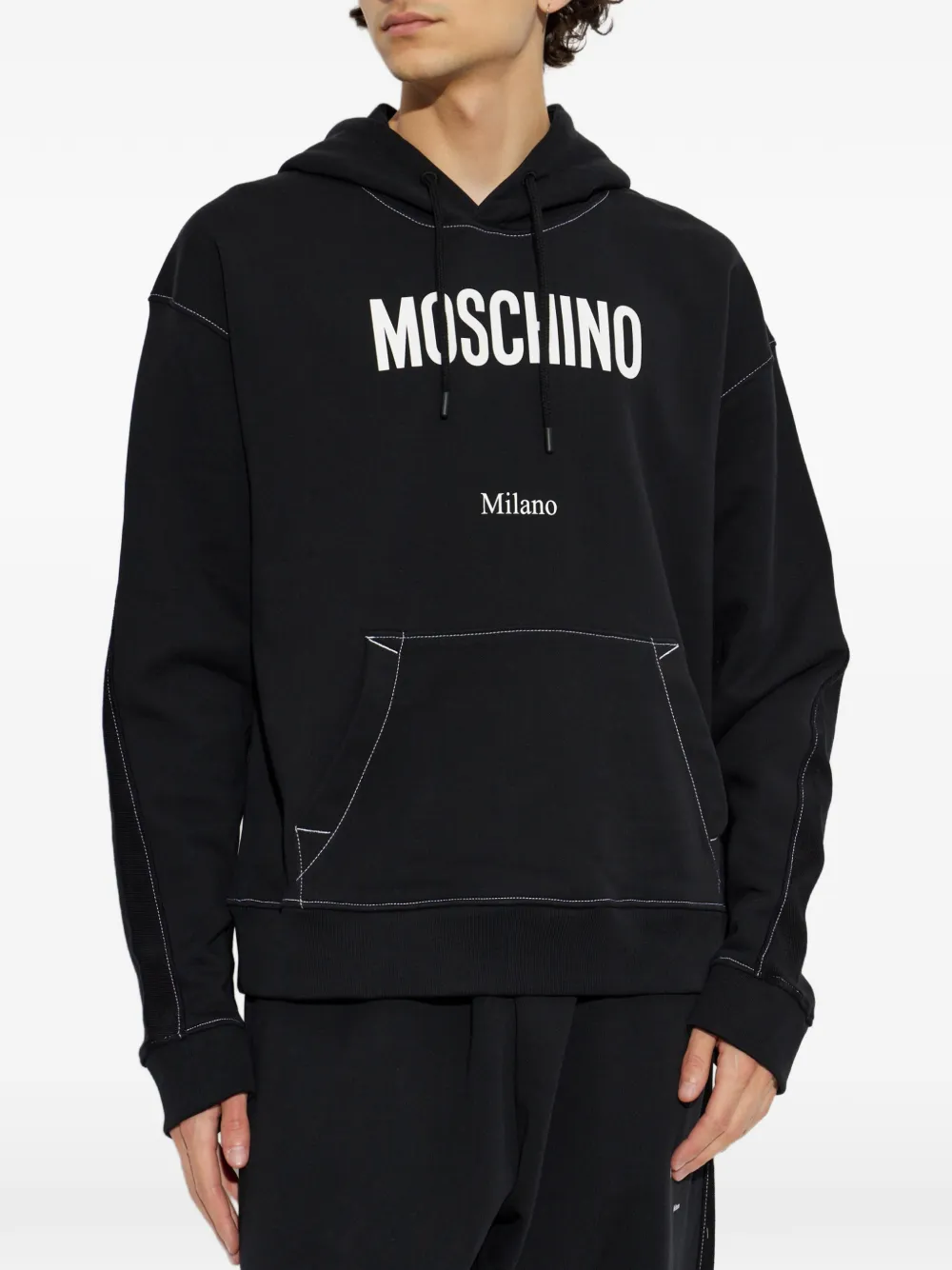 Moschino Hoodie met contrasterend stiksel Zwart