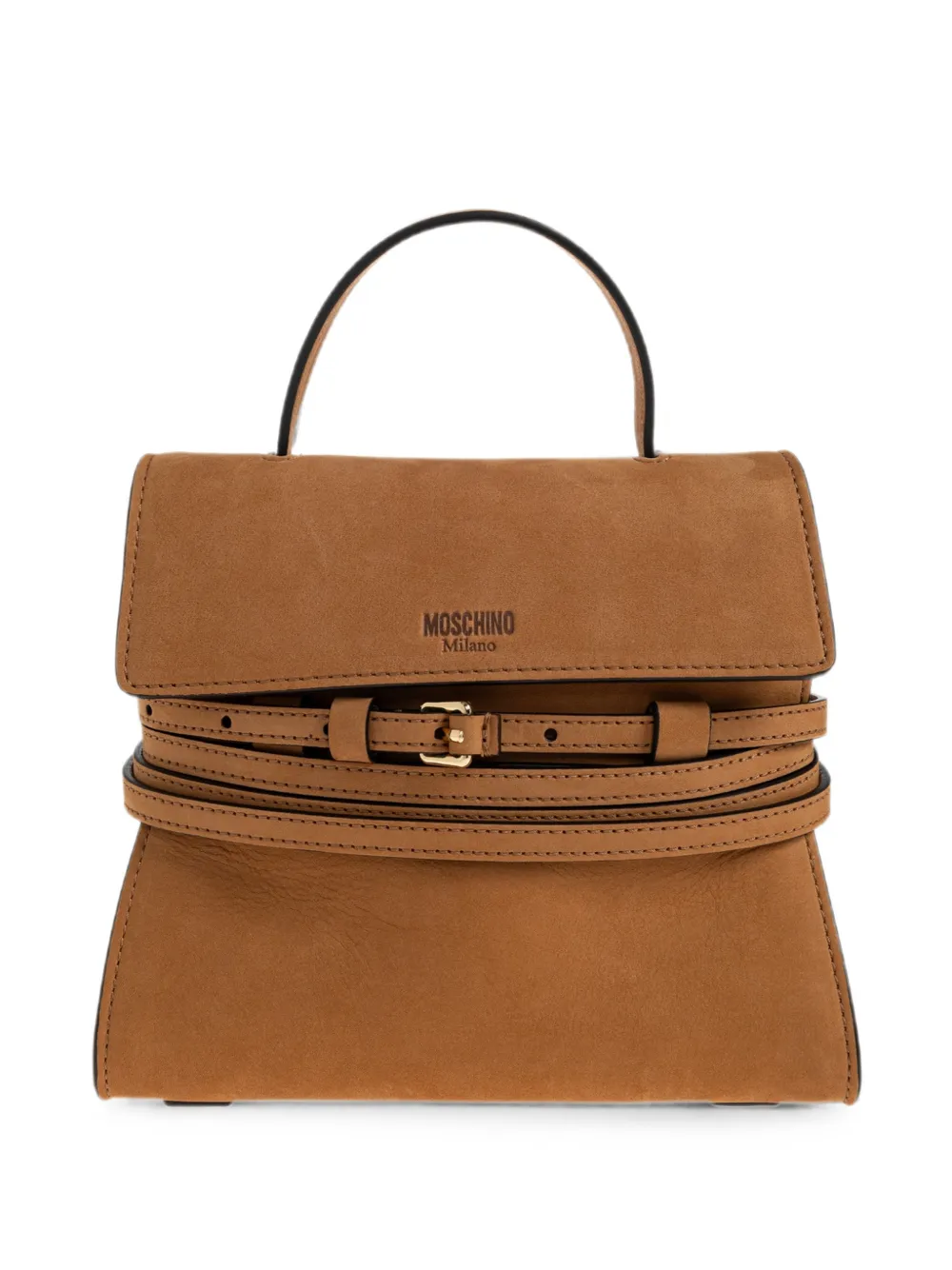 Moschino small Tie Me buckle-strap tote bag - Marrone
