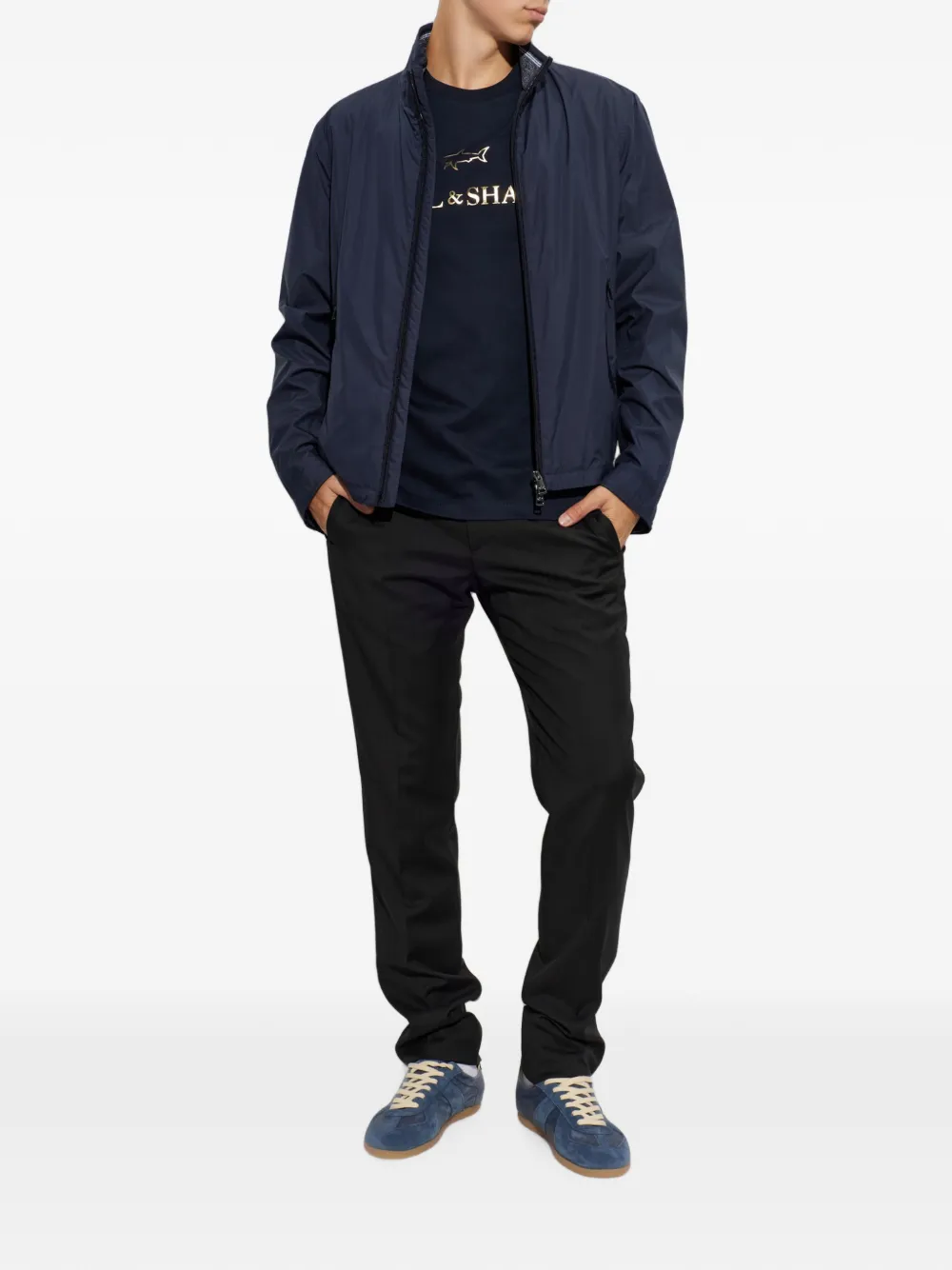 Paul & Shark logo-plaque high-neck jacket Blauw