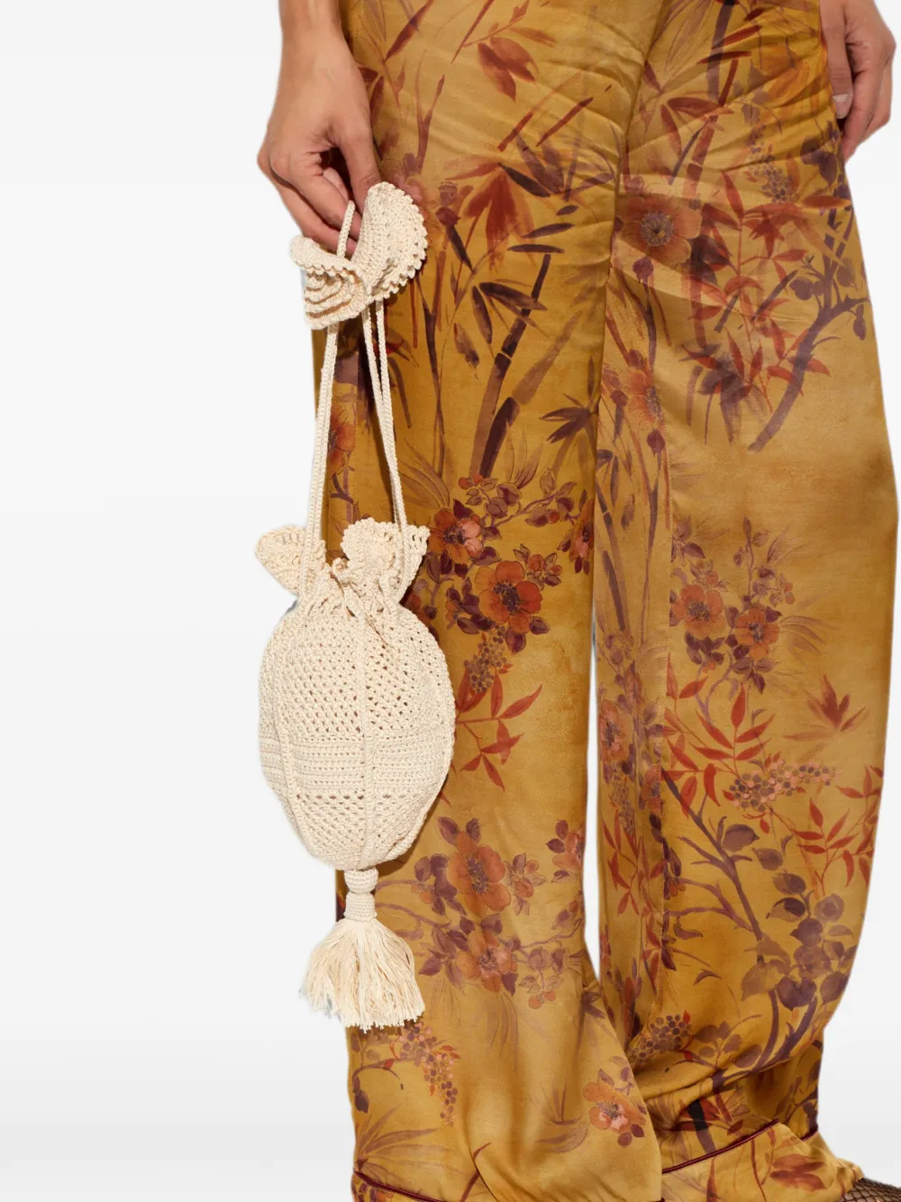 Ulla Johnson Mermaid gehaakte schoudertas Beige