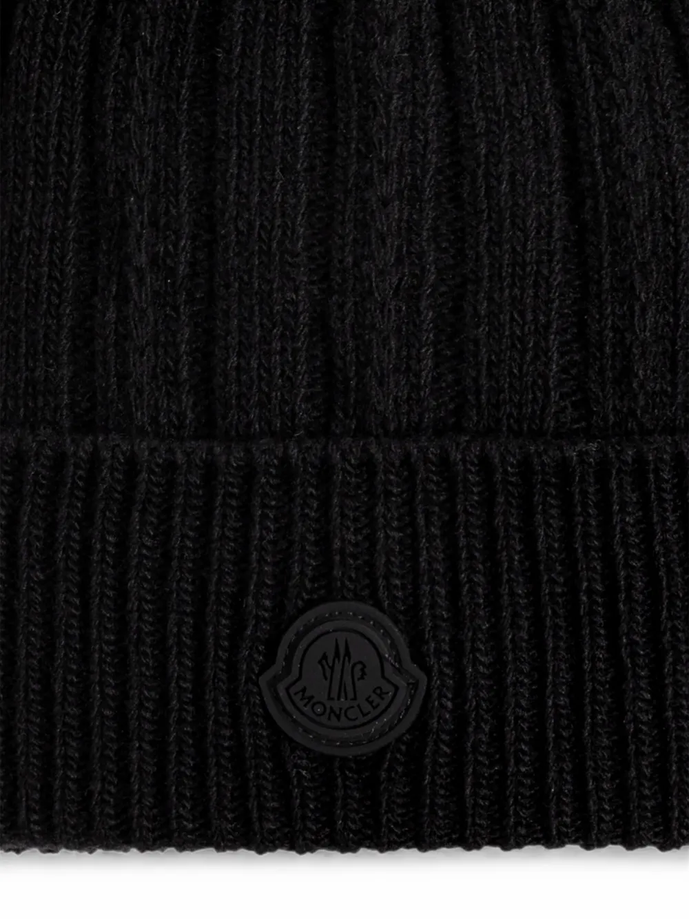 Moncler Ribgebreide muts met logopatch Zwart