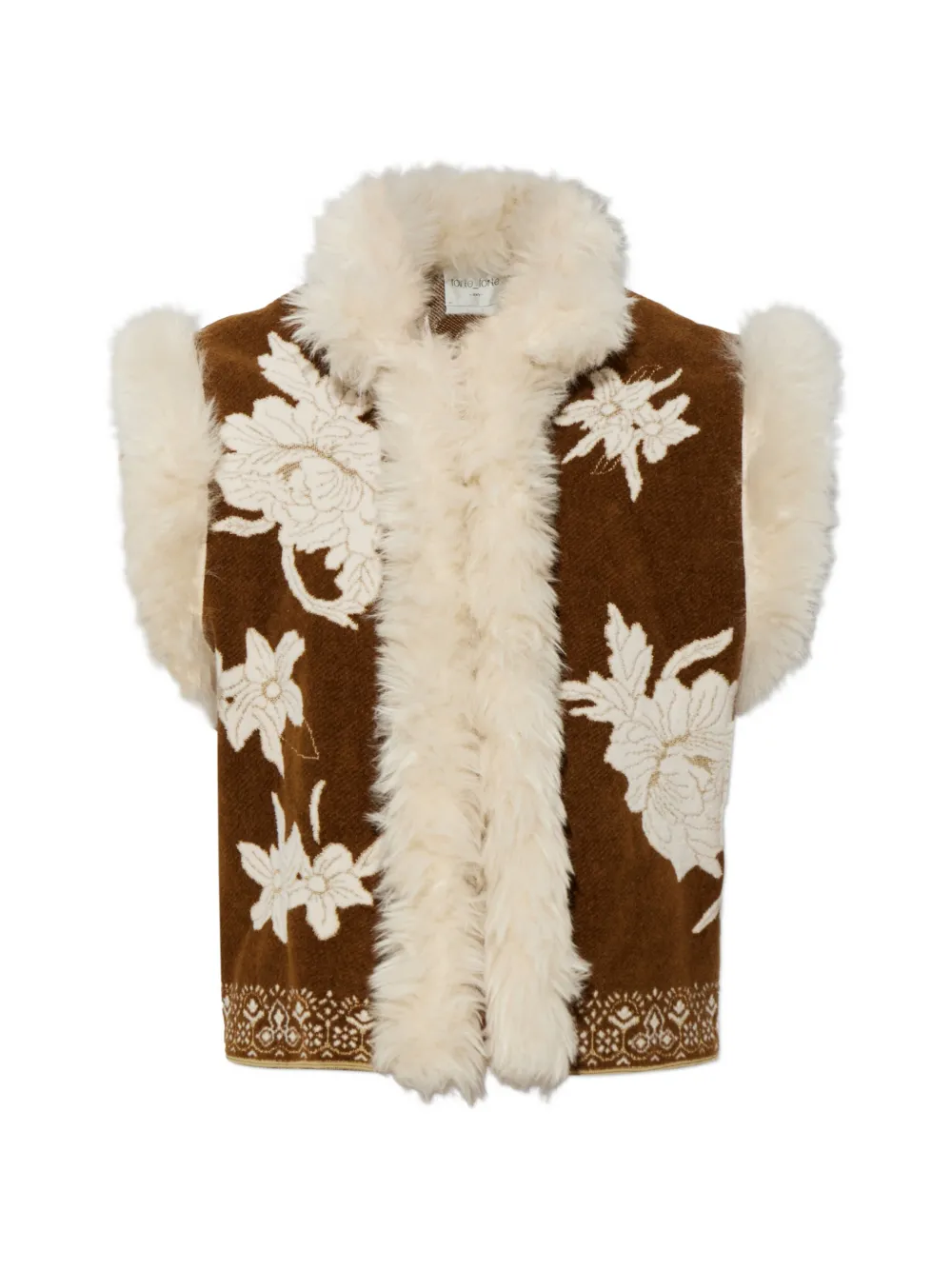 Forte Forte Lotus botanical-motif vest - Marrone