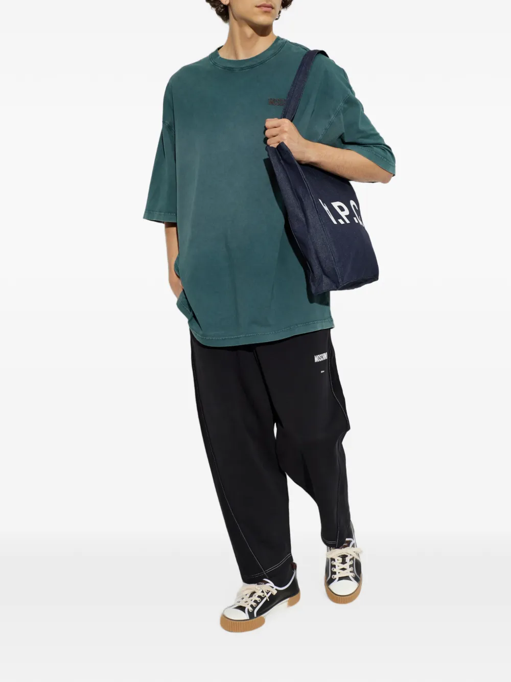 Moschino T-shirt met geborduurd logo Groen