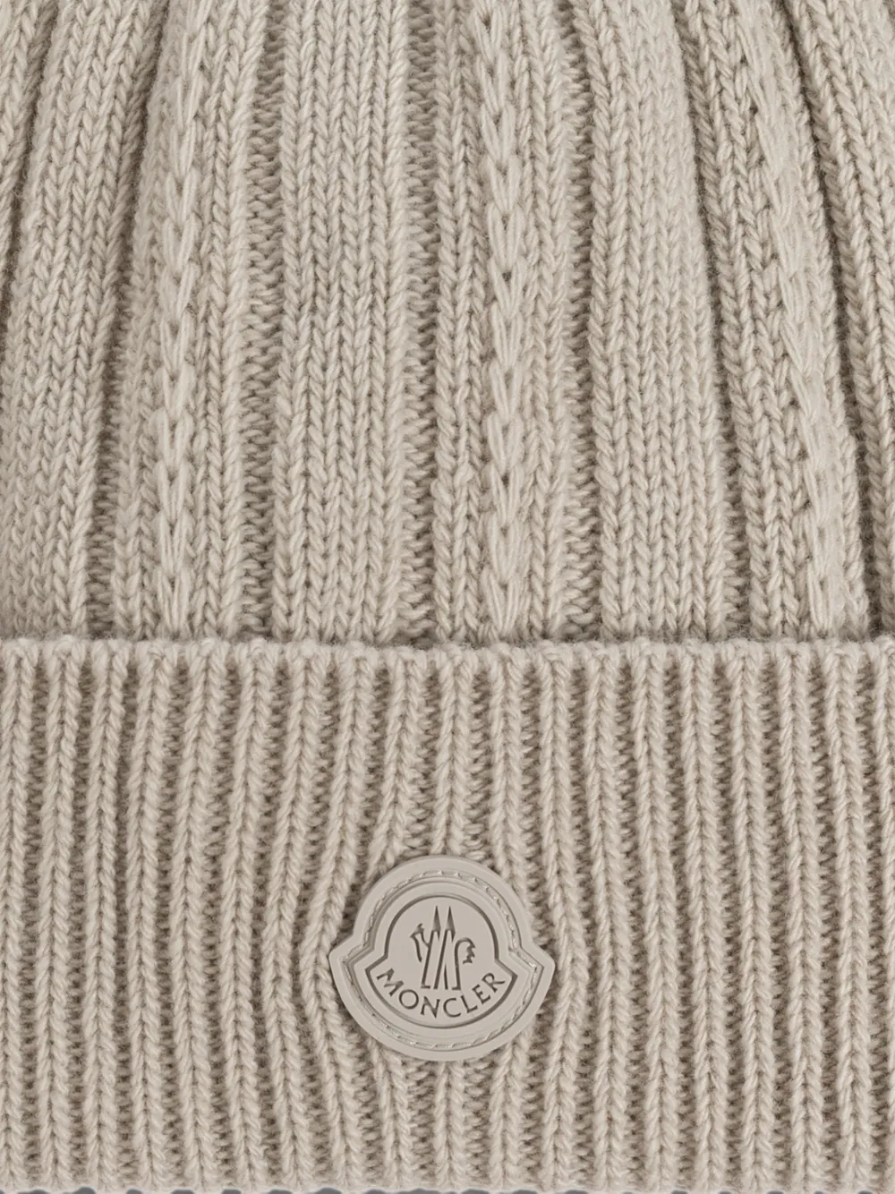 Moncler Ribgebreide muts met logopatch Beige
