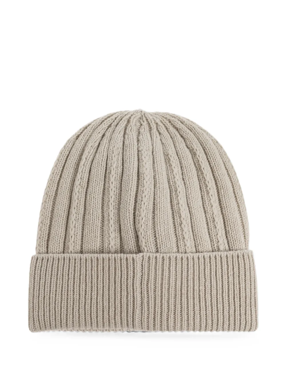 Moncler Ribgebreide muts met logopatch Beige