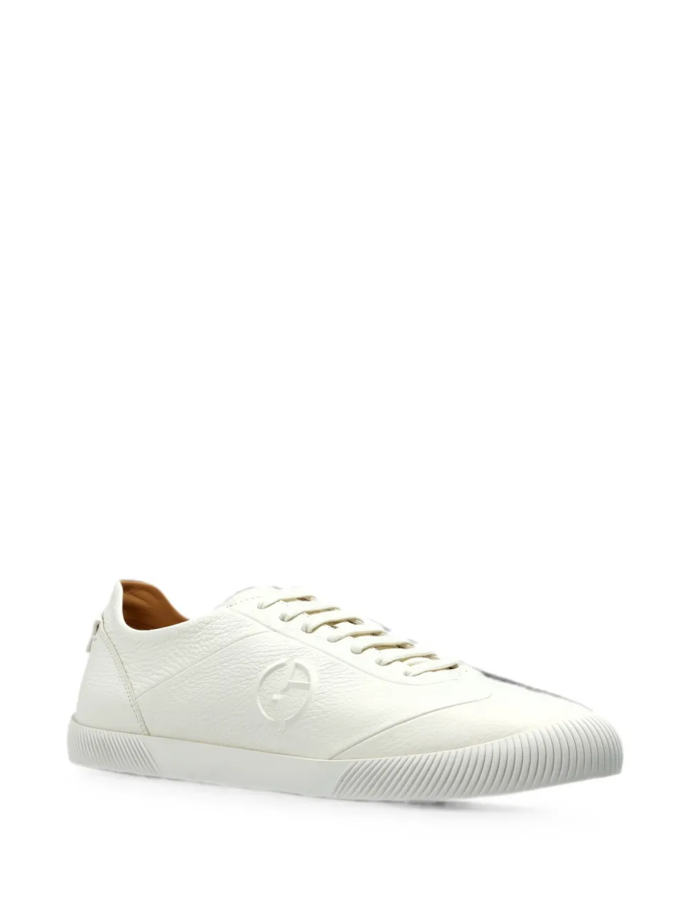 Giorgio Armani embossed-logo leather sneakers Wit