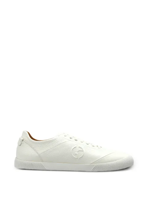 Giorgio Armani embossed-logo leather sneakers