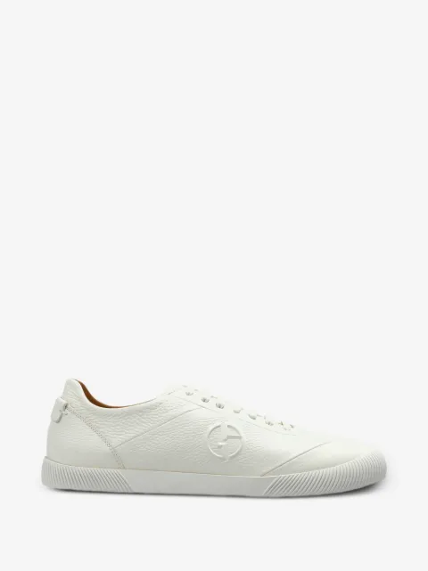 Giorgio Armani embossed-logo leather sneakers