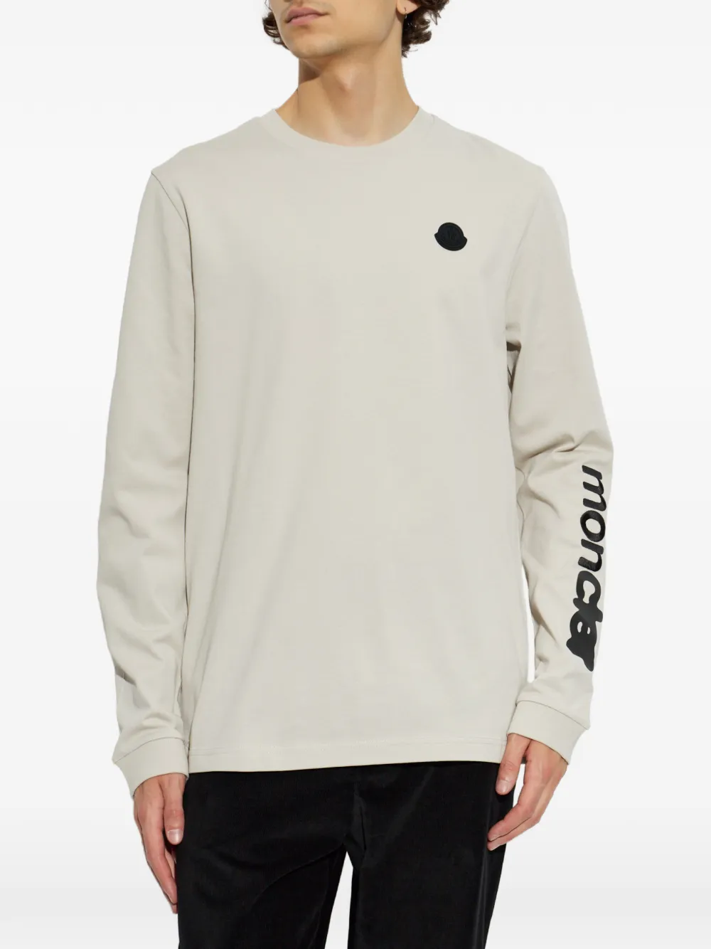 Moncler T-shirt met logopatch Beige