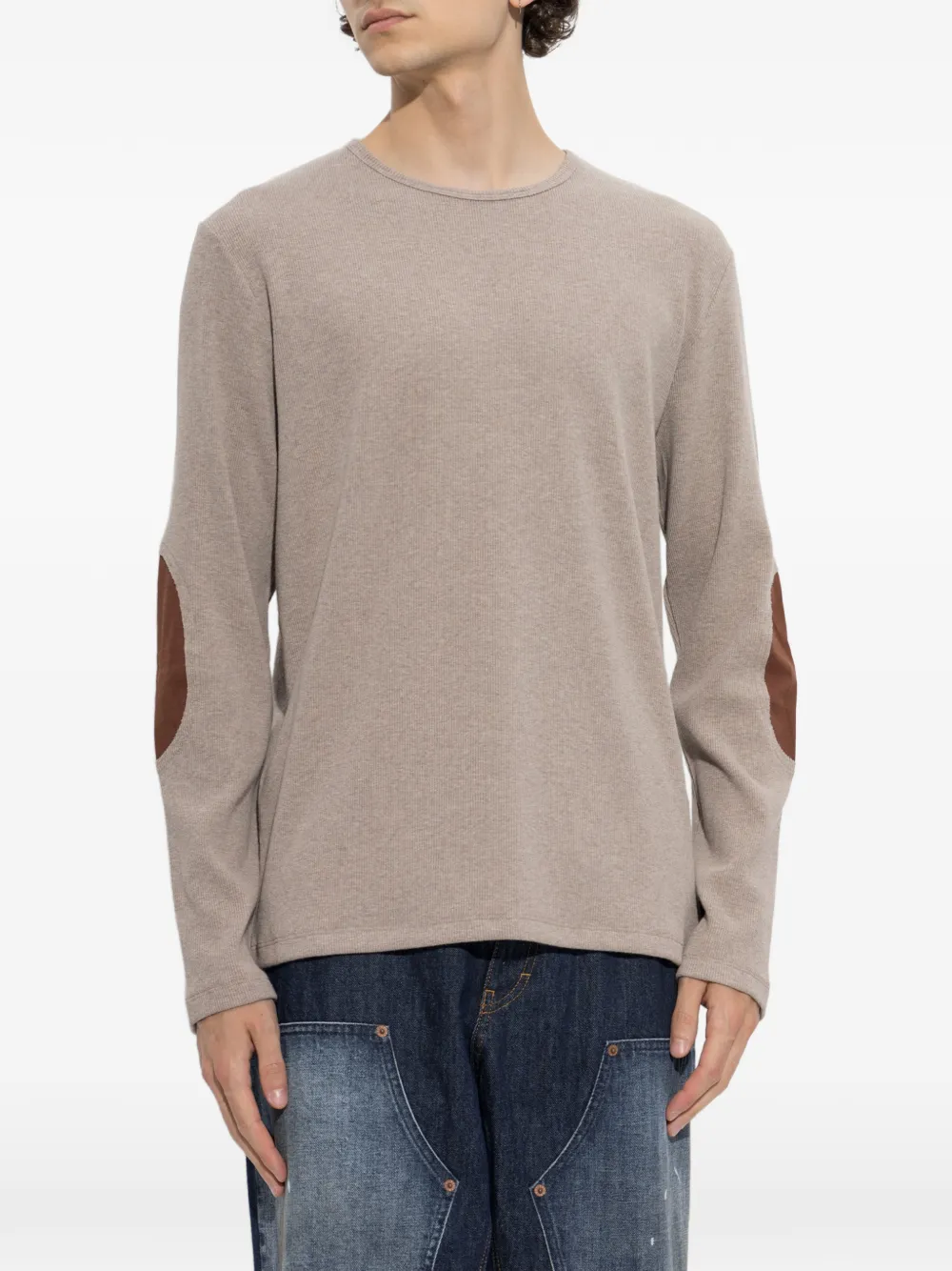 MM6 Maison Margiela Ribgebreide trui met elleboog-patch Beige