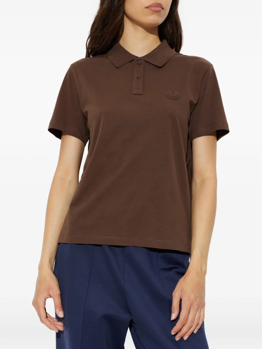 Moncler Poloshirt met logopatch Bruin
