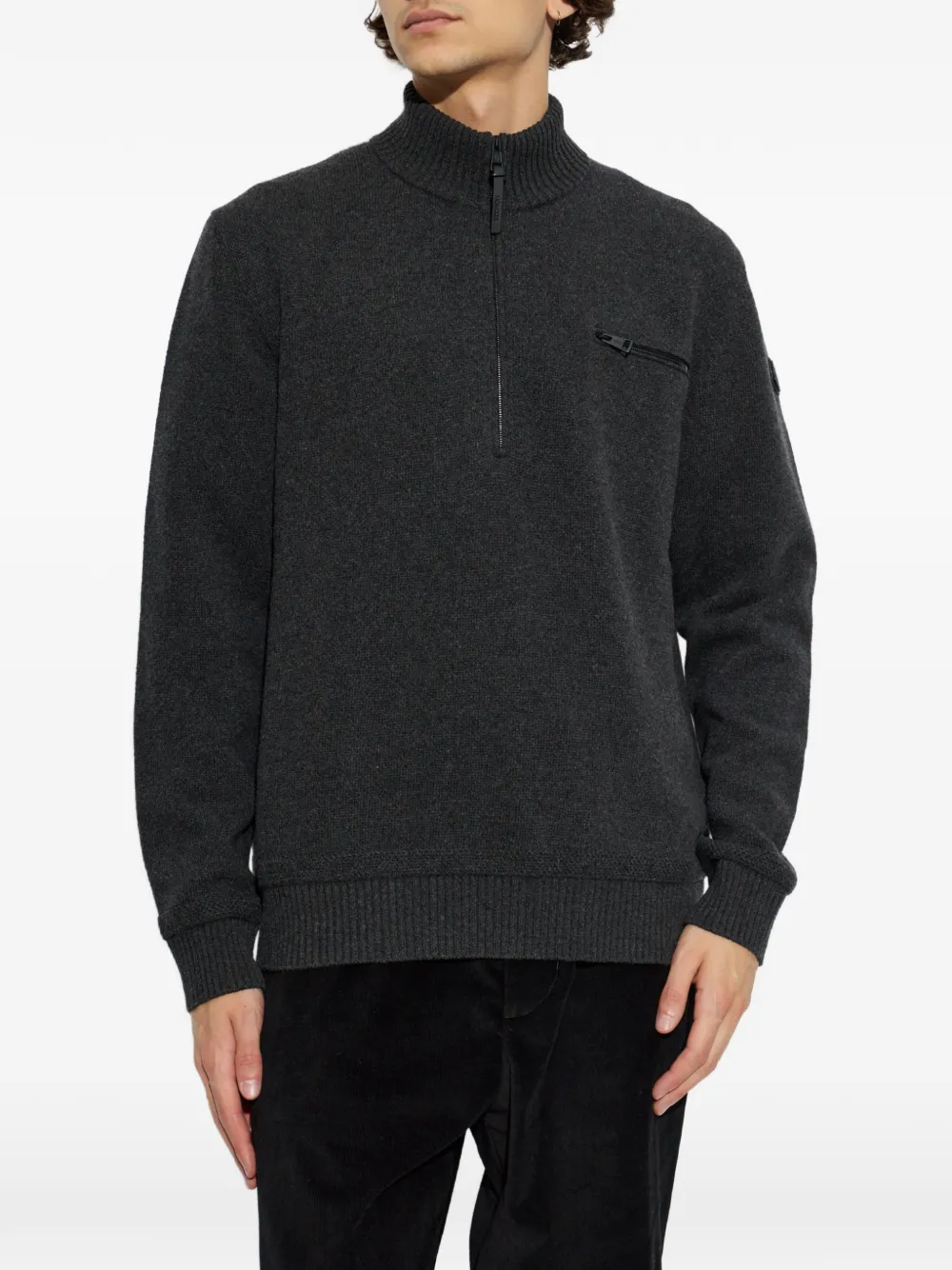 Moncler Trui met borstzak en halve rits Grijs