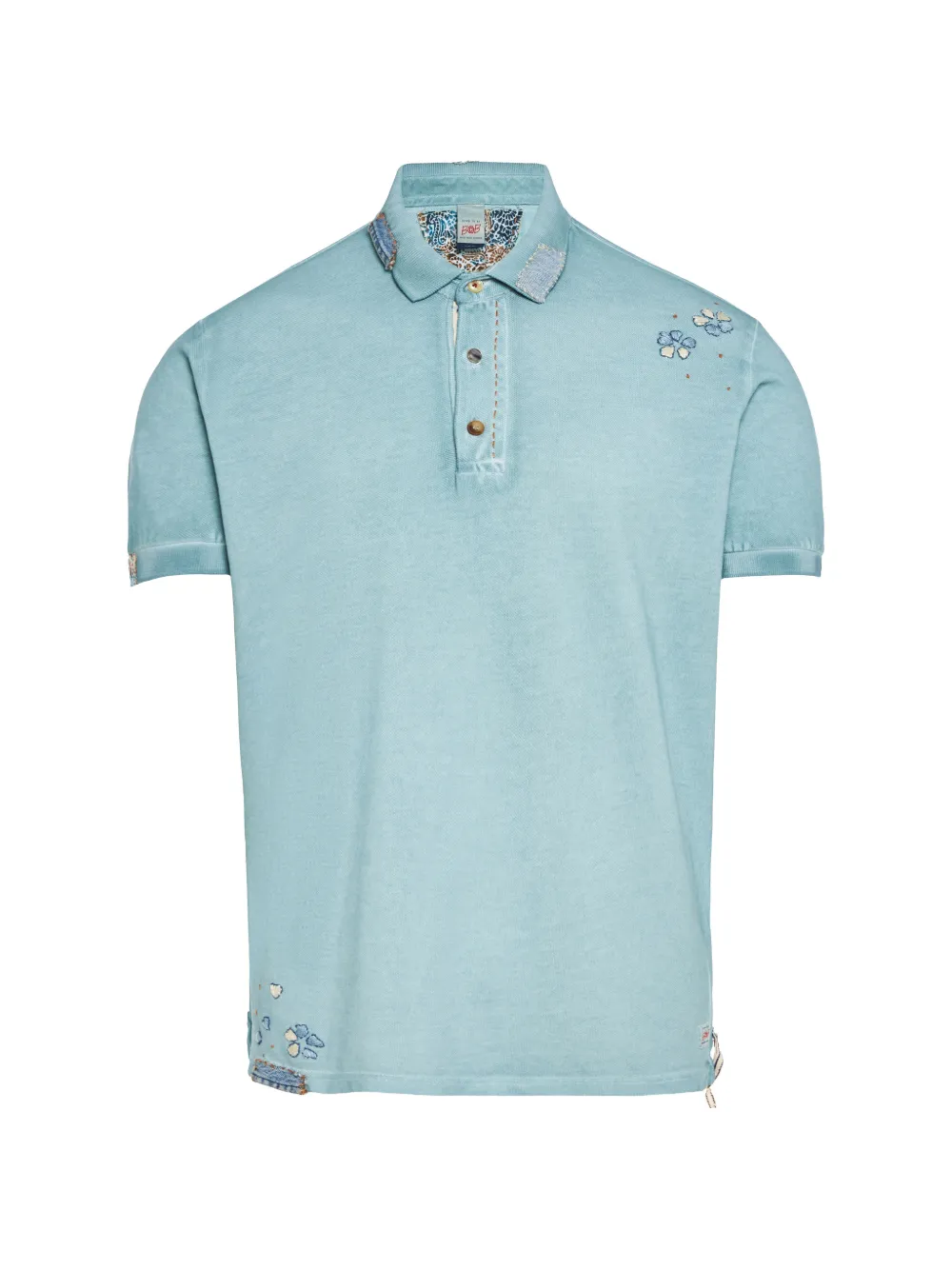 Bob Embroidered Denim-patch Polo Shirt In Blue
