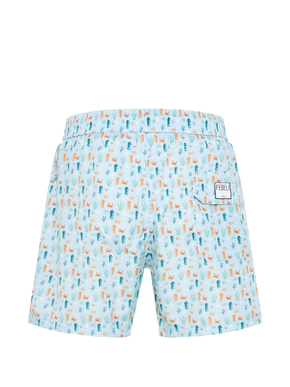 Fedeli Zwembroek met zeepaardprint en trekkoord Blauw