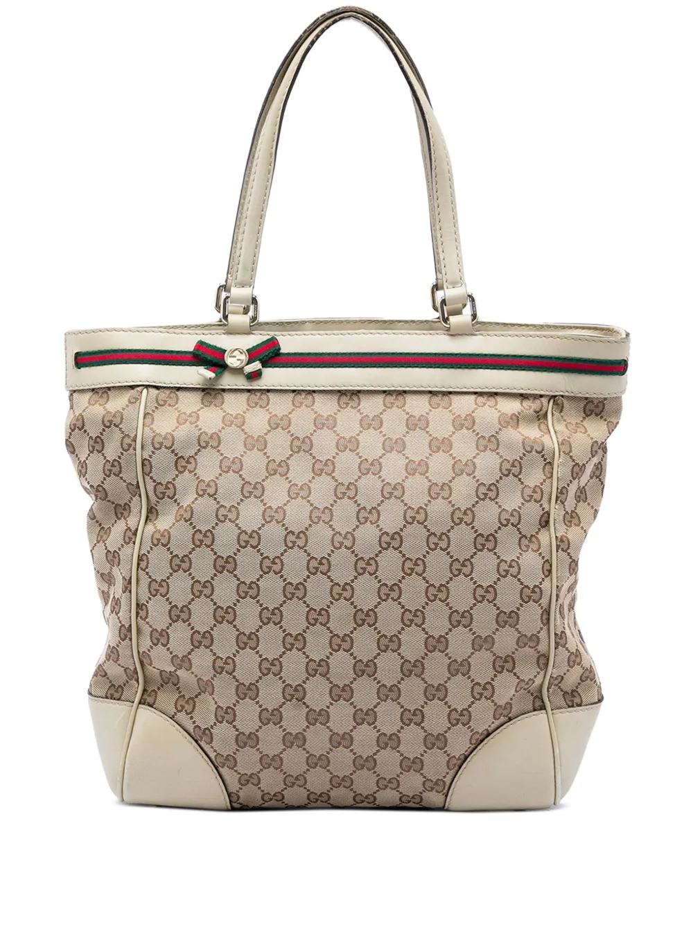 Gucci Pre-Owned 2016-2026 GG Canvas Web Mayfair Tote Bag - Nude