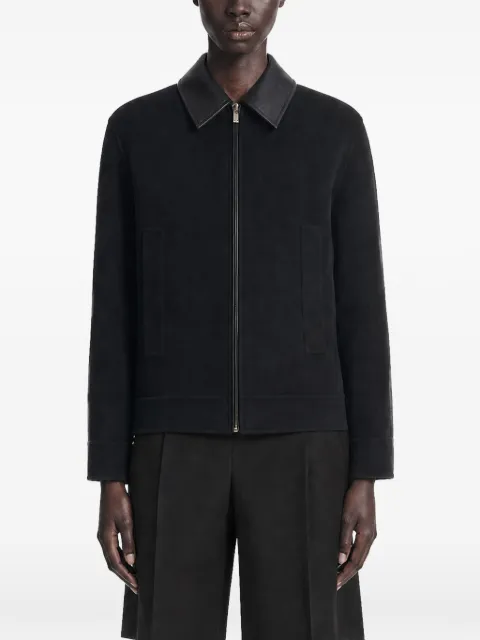 Max Mara leather-trim zip-up jacket