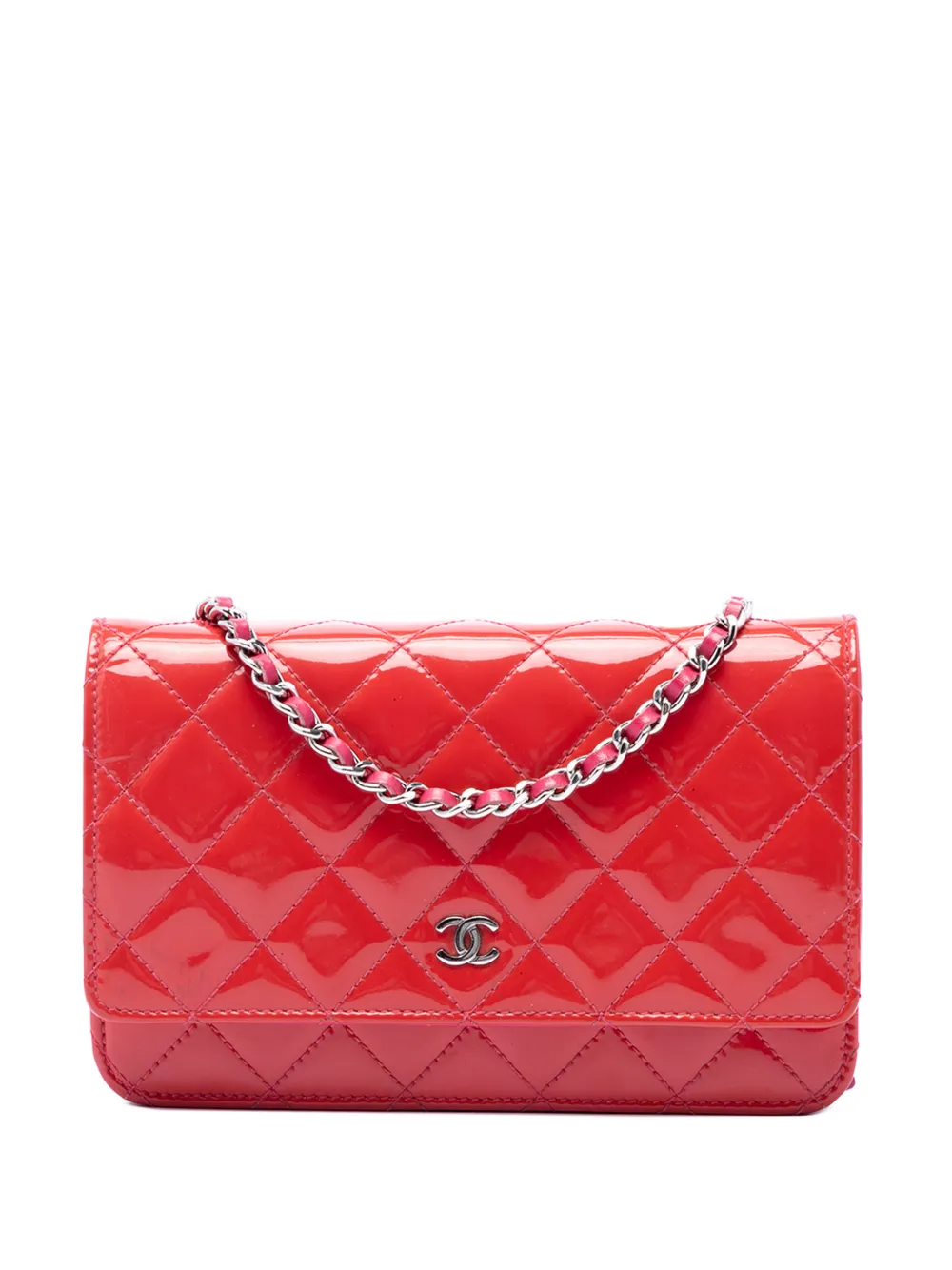 CHANEL Pre-Owned Borsa a tracolla classica con finitura lucida e catena 2014 - Rosso