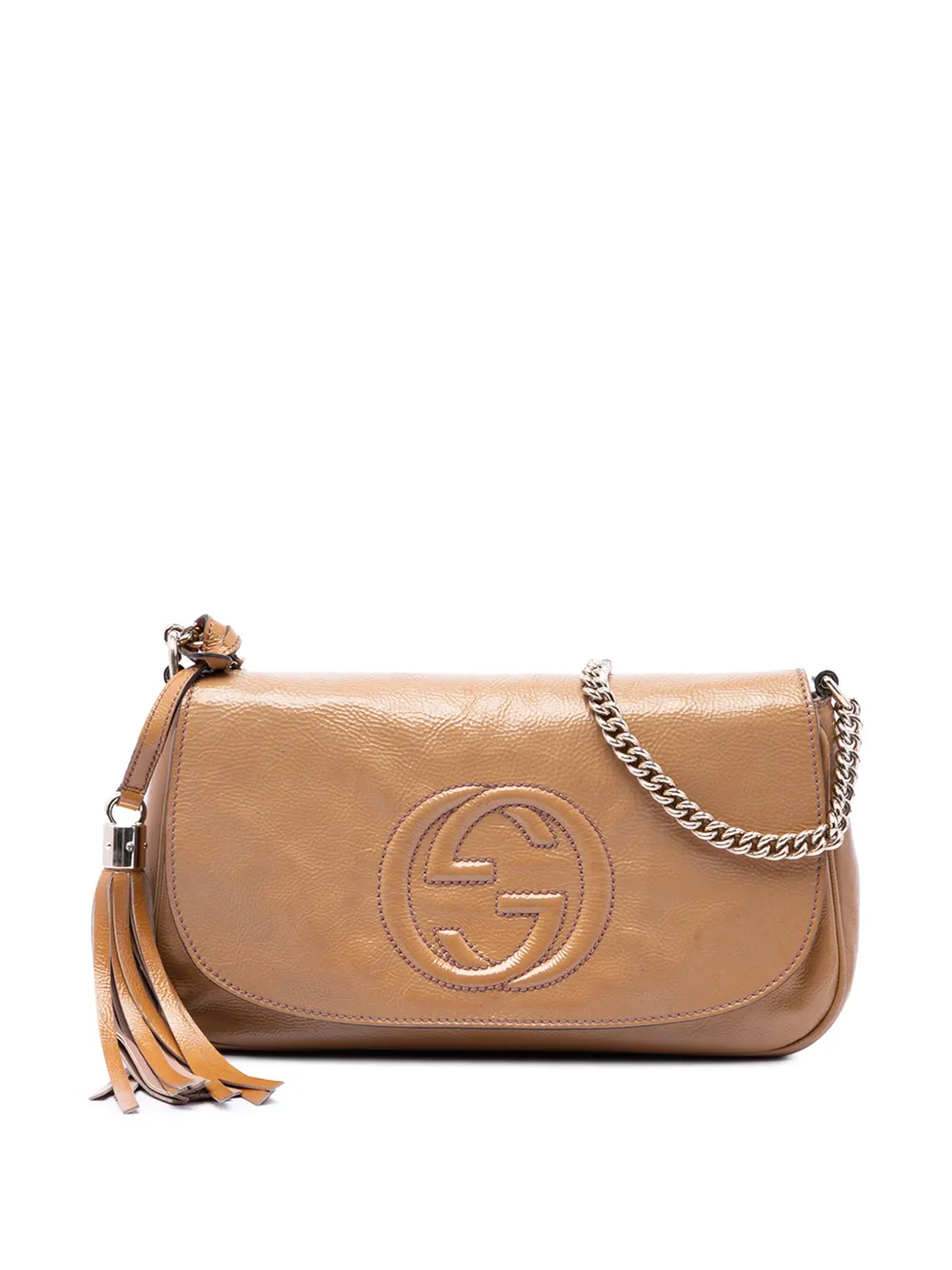 Gucci Pre-Owned 2016-2026 mittelgroße Lacksoho Chain Flap Umhängetasche - Braun