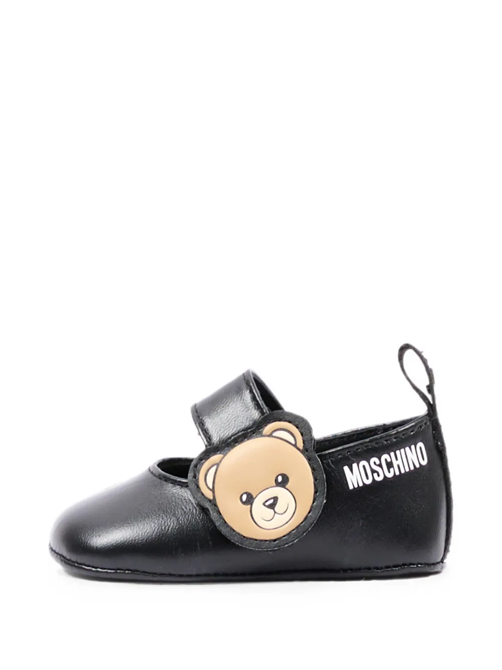 Moschino Kids teddy bear touch-strap ballet flats Zwart